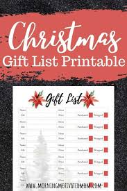 free christmas gift list printable