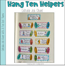 Hanging Ten Helpers Surf Themed Classroom Job Chart Editable