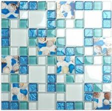 Sky Blue And White Glass Mosaic Tiles