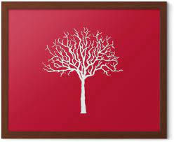 Poster Icon White Tree On Red Vector