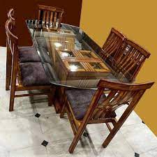 6 Seater Teak Wood Dining Table Set