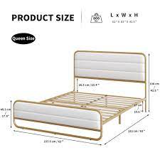 homfa queen size bed frame gold metal