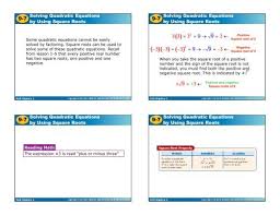 solving quadratic equations by using