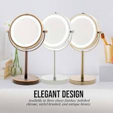 ovente lighted vanity mirror 6 inch table top 1x 7x magnification led 360 adjule double sided spinning personal makeup stand desk bathroom