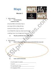 maps maroon 5 esl worksheet by celeso