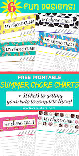 Summer Chore Charts Free Printables Secrets For