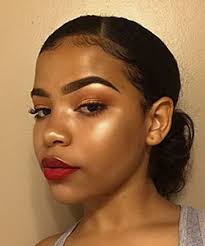 makeup with red lipstick
