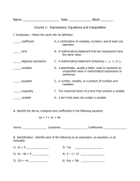 Identifying Expressions Equations