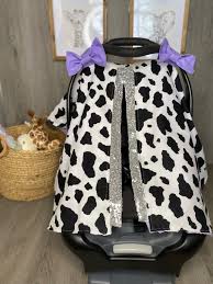 Cow Print And Lavender Car Seat Cover
