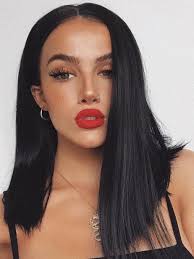 Can black women really wear red lipstick? Elegant Black Synthetic Lace Front Wig Red Lipstick Looks Red Lips Makeup Look Red Dress Makeup