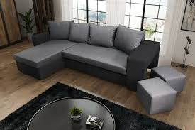 Napoli Corner Sofa Bed Black And Grey