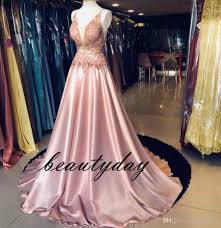 Blush Prom Dresses 2019 Elegant A Line African Evening Party Gowns V Neck Celebrity Dresses Women Backless Long Appliqued Lace Cheap
