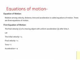 Equations Of Motion Powerpoint Slides