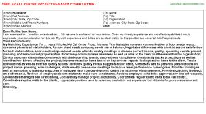 Call Center Project Manager Job Cover Letter