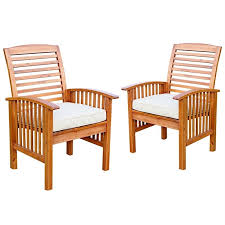 Wood Patio Chairs In Brown With Cushion