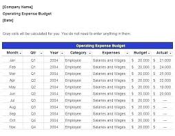 Budget Templates Imports Annual Operating Expense Preparation