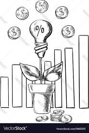 Growth Chart And Idea Light Bulb With Flower