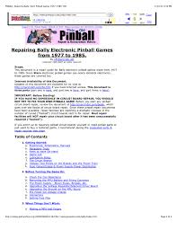 Pinball Repairing Bally Stern Pinball Games 1977