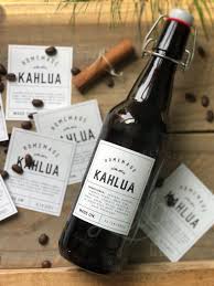 homemade kahlua recipe and labels set