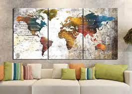 Map Canvas Art World Map Wall Art