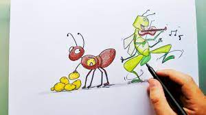 Comment dessiner la cigale et la fourmi facilement - YouTube