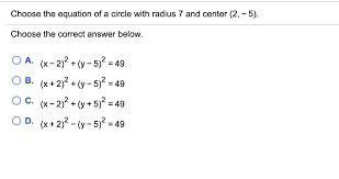 Solved Choose The Equation Of A Circle