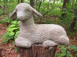 12 Cement Lying Lamb Sheep Ewe Garden