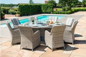 8 seater round venice fire pit dining set