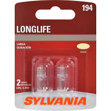 Sylvania 194 Long Life Miniature Bulb Ideal For Interior Lighting Trunk Cargo And License Plate Contains 2 Bulbs