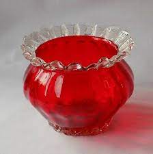 vintage ruby glass bowl vase hand