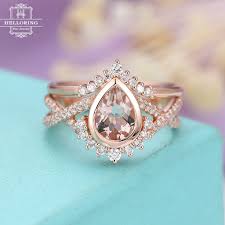 If you or your partner were to choose rose gold, a rose gold wedding band a rose gold necklace, earrings, engagement ring, or wedding band truly complement the subtle, blush skin tones of the human skin. Morganite Engagement Ring Set Vintage Rose Gold Wedding Ring Women Mo Helloring
