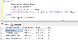 how to calculate age in sql server