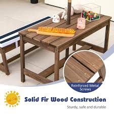 Kids Wood Picnic Table And Bench Set