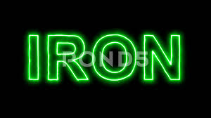 Neon Flickering Green Element Of Periodic Table Iron In The