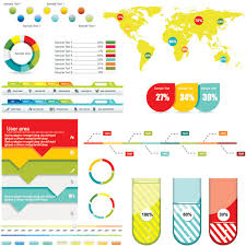 Vector Colorful World Map Website Menu And 3d Pie Chart