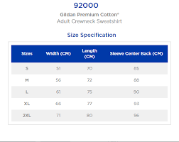 Gildan Premium Cotton Adult Crewneck Sweatshirt Size