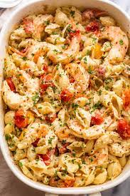baked cream cheese pasta with shrimp