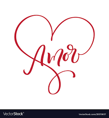 amore hand drawn phrase love in spanish