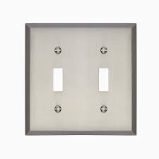 Graham Double Light Switch Cover Brushed Nickel Wall Mounted Electrical Switch Plate