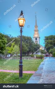 Historic Trinity Church Street Lamp Outdoor Stock Image