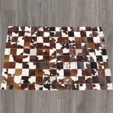 tricolor patchwork cowhide rug