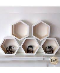 Home Decor Hexagon Honeycomb 5 Pc White