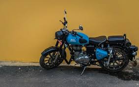 blue and black royal enfield standard