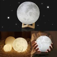 Rechargeable 3d Print Moon Lamp 2 Color Change Touch Switch Bedroom Bookcase Night Light Home Decor Christmas Gift Wish