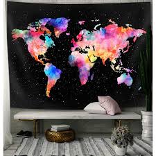 Colorful World Map Wall Hanging