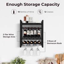 Gymax Wall Mounted Rustic Wine Rack 10