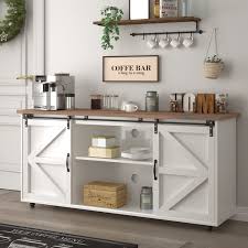 farmhouse coffee bar cabinet with