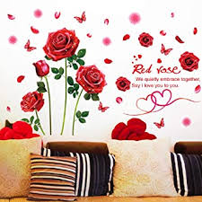 Whether you're decorating your child's walls with exotic animals, wild flowers, enormous dinosaurs, or colorful cars and trucks, wall decals for kids customize a room in a fun and unique way. Amazon Com Amaonm Creative Romantic Removable Flowers Rose Wall Sticker 3d Home Wall Art Decor Flowers Wall Decals Floral Wall Decor For Kids Bedroom Living Room Girls Teens Nursery Rooms Decoration Red Baby