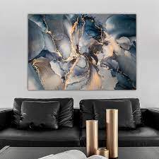 Luxury Abstract Wall Art Blue And Gold