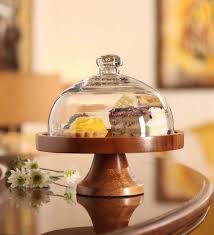 Mango Wood Cake Stand With Glass Dome